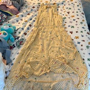 Yellow and white dress w palms